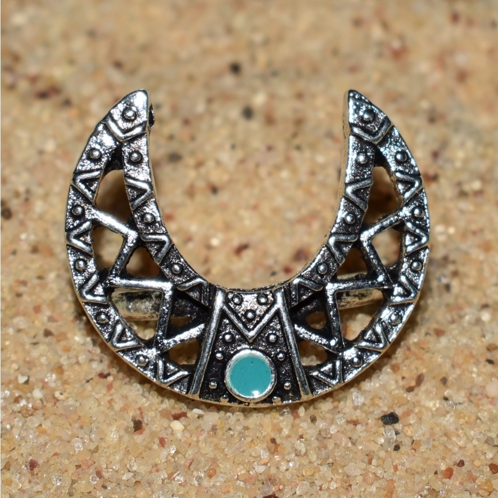 Engraved Half Moon Ring